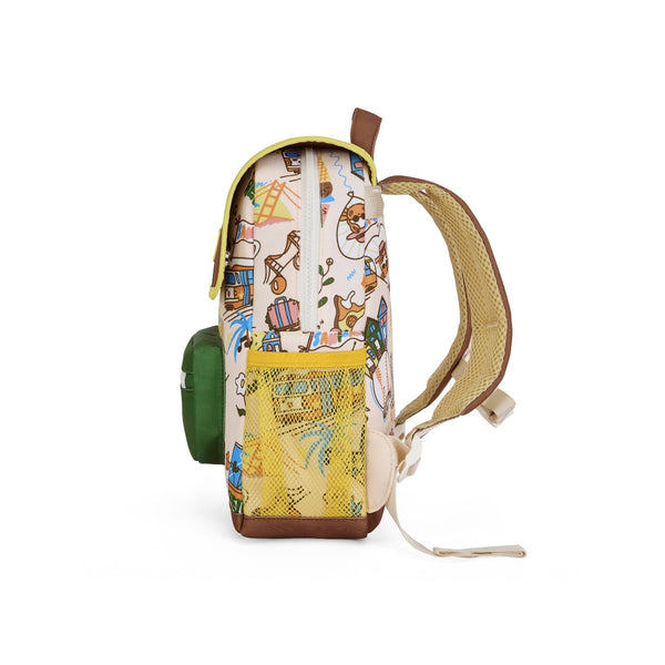 Mochila Pequena Quadrada Hello Hossy em poliéster reciclado, impermeável, com compartimento para cadernos A4, bolso para garrafa de água, alças acolchoadas e capacidade de 7,3 L para crianças dos 2 aos 5 anos. San Francisco
