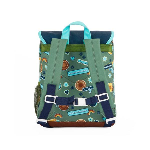 Mochila Pequena Quadrada Hello Hossy em poliéster reciclado, impermeável, com compartimento para cadernos A4, bolso para garrafa de água, alças acolchoadas e capacidade de 7,3 L para crianças dos 2 aos 5 anos. Smiley