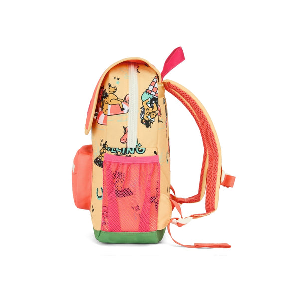 Mochila Pequena Quadrada Hello Hossy em poliéster reciclado, impermeável, com compartimento para cadernos A4, bolso para garrafa de água, alças acolchoadas e capacidade de 7,3 L para crianças dos 2 aos 5 anos. Unicorn