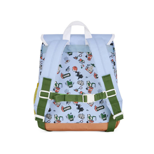 Mochila Pequena Redonda Hello Hossy em poliéster reciclado, impermeável, com formato A4, costas e alças acolchoadas, bolso para garrafa de água e capacidade de 7,3 L para crianças dos 2 aos 5 anos.
Dunk
