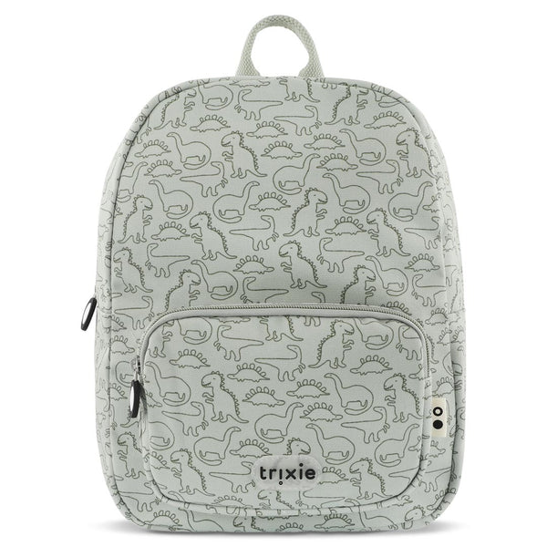 Mochila Pequena Trixie em PET reciclado com alças ajustáveis, fivela peitoral, bolso frontal, bolso para garrafa e tecido repelente à água. Daring Dino