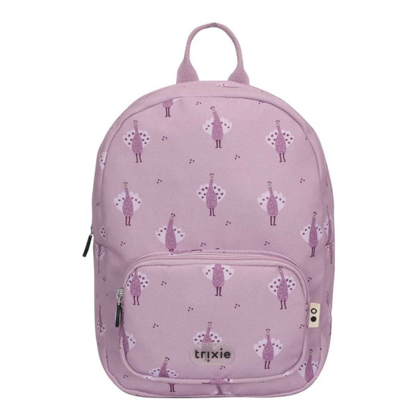 Mochila Pequena Trixie em PET reciclado com alças ajustáveis, fivela peitoral, bolso frontal, bolso para garrafa e tecido repelente à água. Proud Peacock