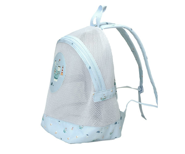 Mochila de Praia Monnëka impermeável e ventilada para crianças, ideal para transportar toalhas, brinquedos e acessórios de praia ou piscina.