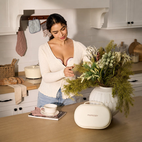 Momcozy M6 Individual, extrator de leite portátil mãos-livres com sucção até 295 mmHg, 3 modos de extração e flange DoubleFit em silicone para maior conforto.