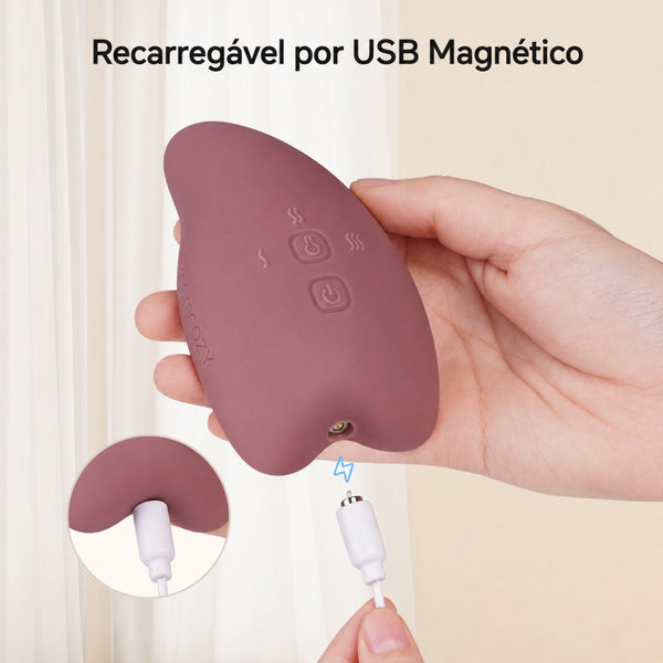Massajador de Calor e Vibração para Amamentação Momcozy com aquecimento, vibração ajustável e design ergonómico para aliviar o desconforto e estimular o fluxo de leite. Rosa