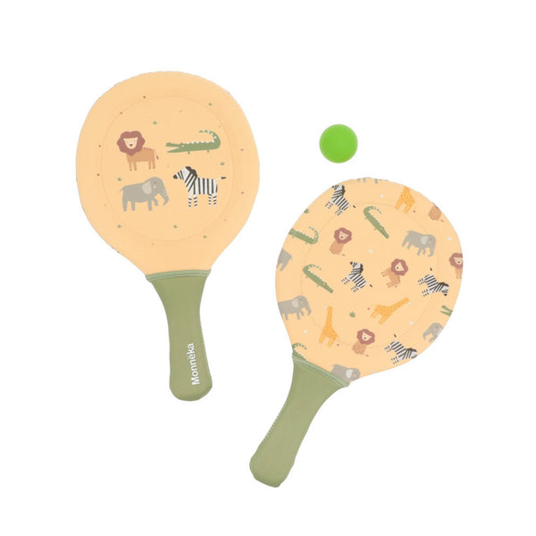 Conjunto de 2 raquetes com bola para praia da Monneka na cor wild animals