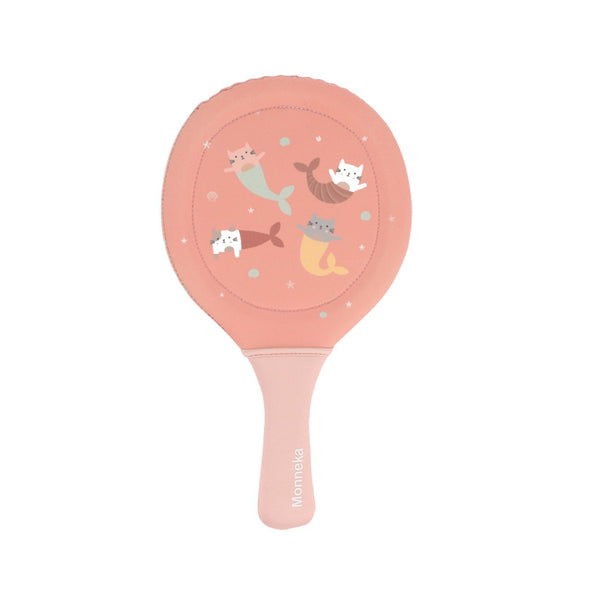 Conjunto de 2 raquetes com bola para praia da Monneka na cor mermaid cats