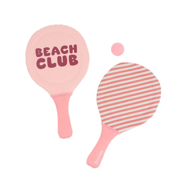 Conjunto de 2 raquetes com bola para praia da Monneka na cor stripes bloom blush