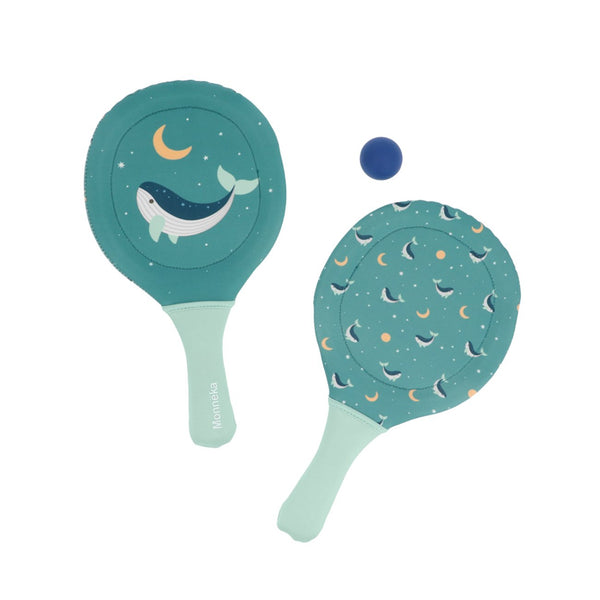 Conjunto de 2 raquetes com bola para praia da Monneka na cor whale teal