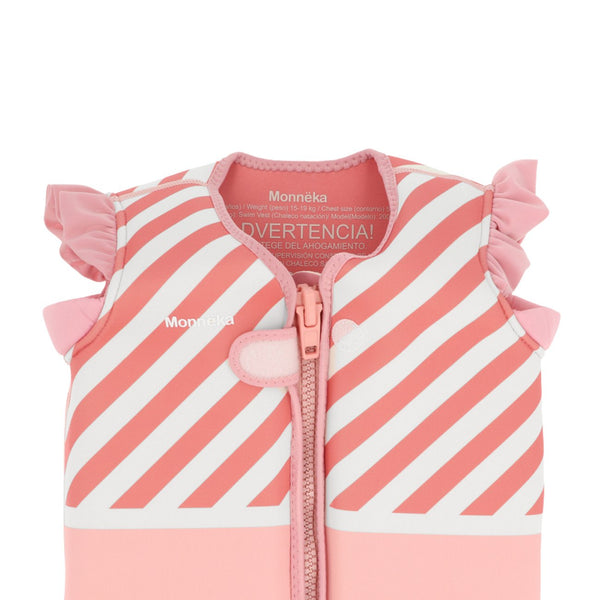 Colete de natação para crianças e bebé da Monneka na cor strips bloom blush