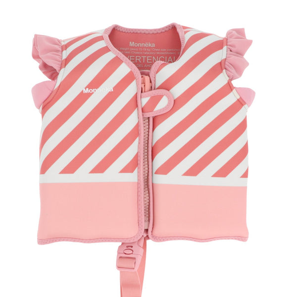 Colete de natação para crianças e bebé da Monneka na cor strips bloom blush