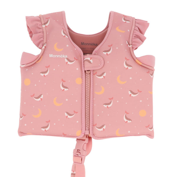 Colete de natação para crianças e bebé da Monneka na cor whale pink