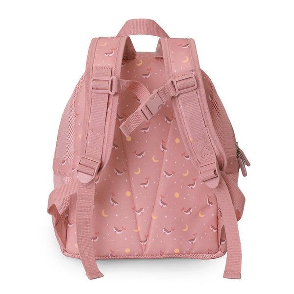 Mochila de Praia Monnëka impermeável e ventilada para crianças, ideal para transportar toalhas, brinquedos e acessórios de praia ou piscina. Whale Pink