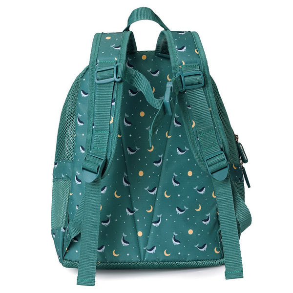 Mochila de Praia Monnëka impermeável e ventilada para crianças, ideal para transportar toalhas, brinquedos e acessórios de praia ou piscina. Whale teal