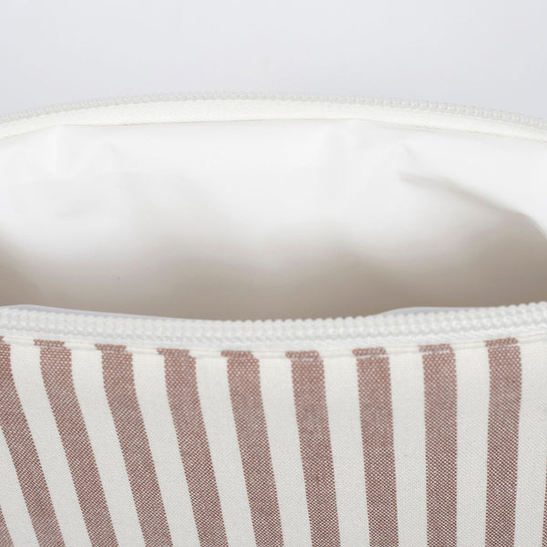 necessaire da walking mum modelo praline strips na cor moka - vermelho