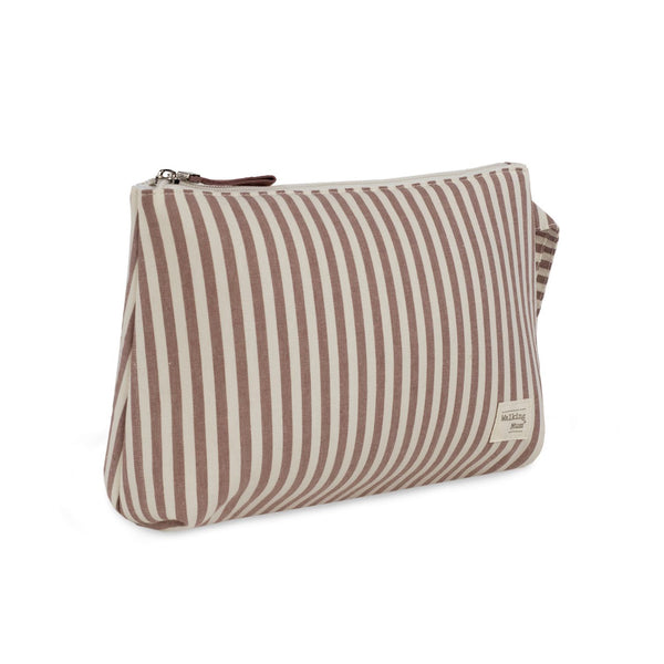 necessaire da walking mum modelo praline strips na cor moka - vermelho