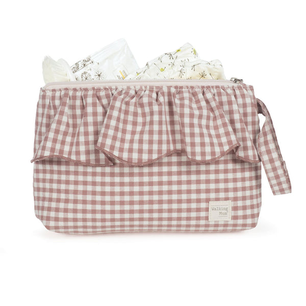 necessaire da walking mum modelo praline vichy na cor moka - vermelho