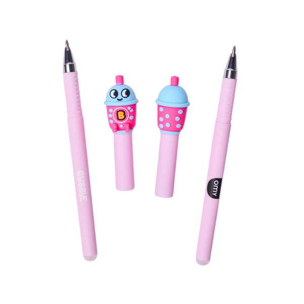 Caneta Apagável OMY com tinta termossensível, ponta de 0,5 mm, borracha integrada e personagens colecionáveis para uma escrita divertida e precisa. Bubble