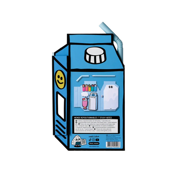 OMY Sticky Notes com 9 blocos de notas adesivas reposicionáveis coloridas e caneta esferográfica, ideal para organizar tarefas, apontamentos e lembretes de forma criativa. Miky