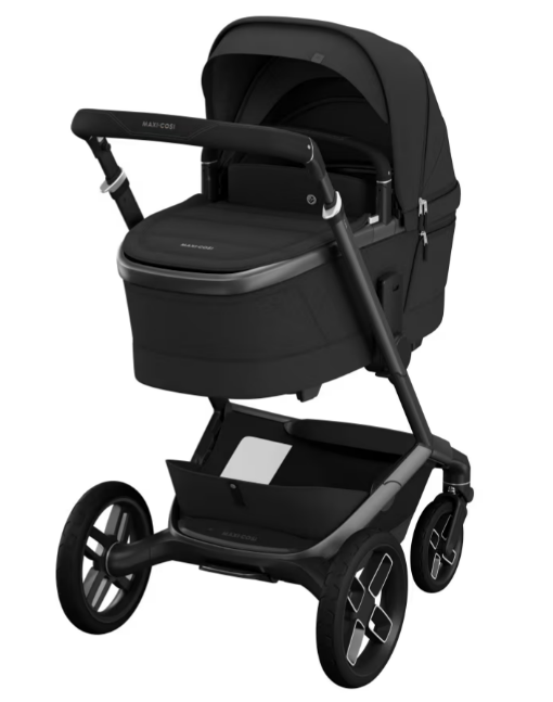 PACK MAXI-COSI FAME TRIO com carrinho Fame, alcofa ajustável e respirável, cadeira auto Pebble 360 Pro 2 homologada i-Size e adaptadores incluídos. Sistema de viagem premium desde o nascimento. Twillic Black