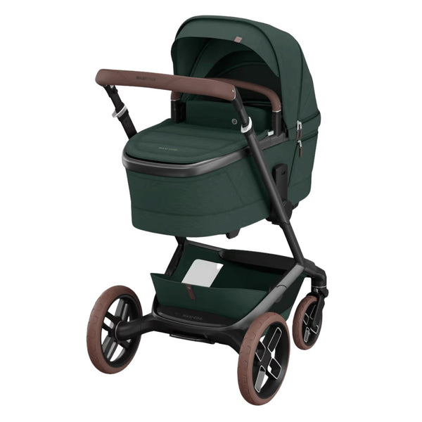 PACK MAXI-COSI FAME TRIO com carrinho Fame, alcofa ajustável e respirável, cadeira auto Pebble 360 Pro 2 homologada i-Size e adaptadores incluídos. Sistema de viagem premium desde o nascimento. Twillic Black