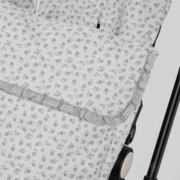 Footmuff carrinho Pasito a Pasito Little Bloom Flowers Grey confortável bebé