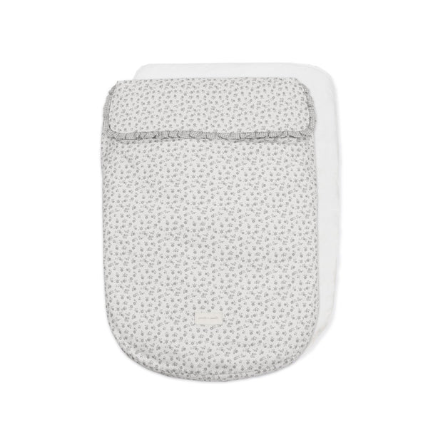 Footmuff carrinho Pasito a Pasito Little Bloom Flowers Grey confortável bebé