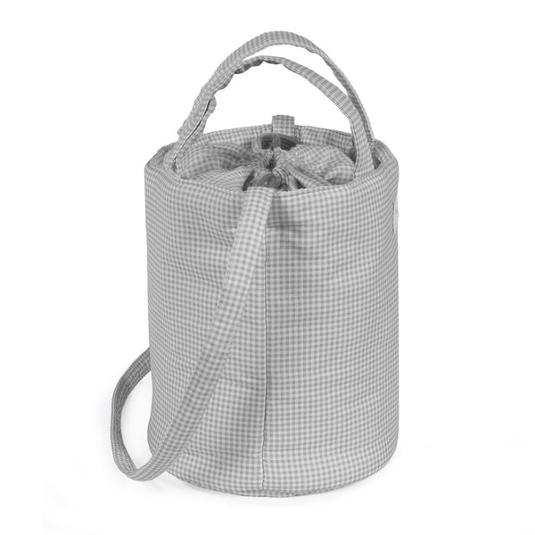 Mala de carrinho Bucket Pasito a Pasito Vichy Grey Flowers Grey compacta e prática
