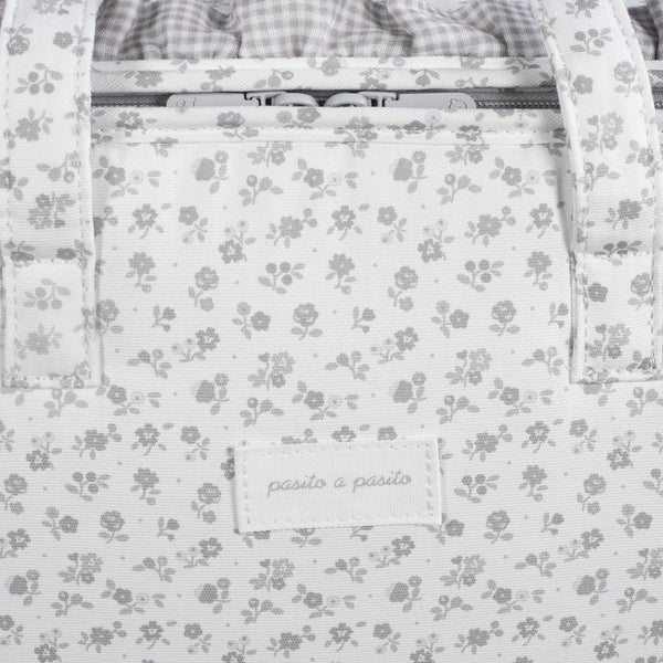 Mala grande de hospital Pasito a Pasito Little Bloom Flowers Grey grande e resistente