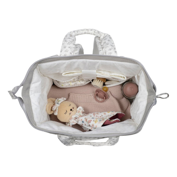 Mochila de maternidade da pasito a pasito coleção little bloom na cor flowers grey