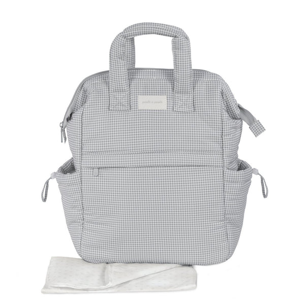 Mochila de maternidade da pasito a pasito coleção little bloom na cor vichy grey