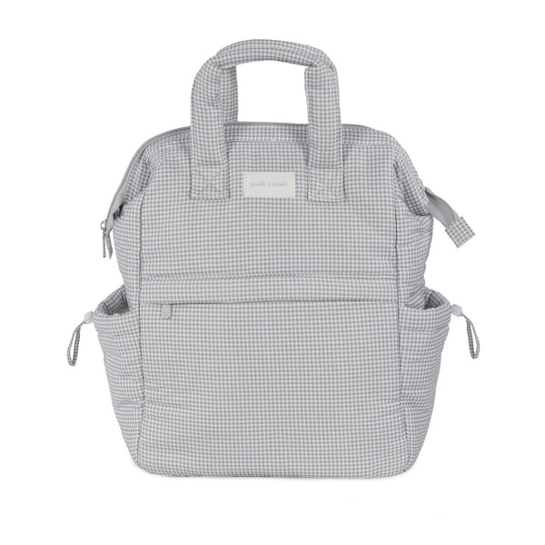 Mochila de maternidade da pasito a pasito coleção little bloom na cor vichy grey