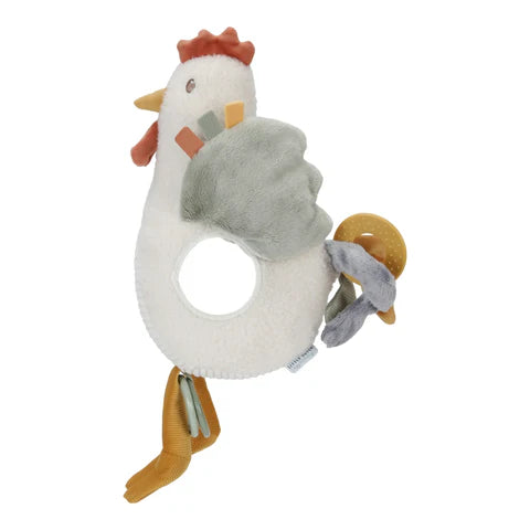 Peluche de Atividades para bebé em materiais suaves e macios, com diferentes elementos para explorar durante os momentos de brincadeira e descoberta. Little Farm