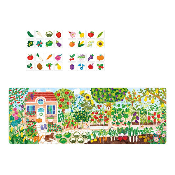 Puzzle+ infantil de veículos com 24 peças e 32 cartões de observação e associação, indicado para crianças a partir dos 2 anos. Garden