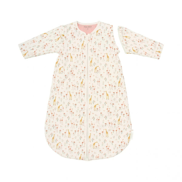 Saco de Inverno com Mangas Little Dutch TOG 2.5 em algodão orgânico, com mangas removíveis e designs Blooming Safari.