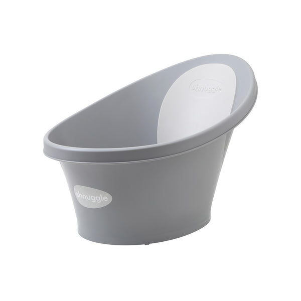 SHNUGGLE Banheira ergonómica para bebé, com apoio lombar integrado, base antiderrapante, consumo reduzido de água, design compacto e utilização desde o nascimento até aos 12 meses. Pebble Grey