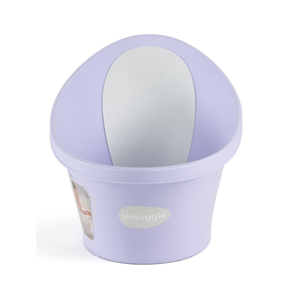 SHNUGGLE Banheira ergonómica para bebé, com apoio lombar integrado, base antiderrapante, consumo reduzido de água, design compacto e utilização desde o nascimento até aos 12 meses. Purple