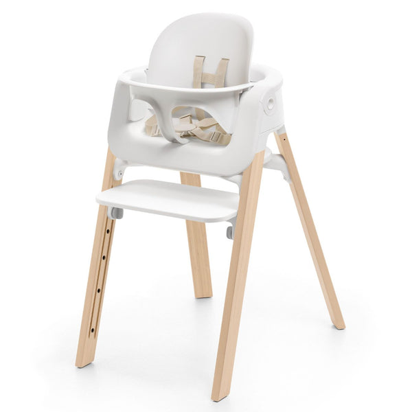 Cadeira alta Stokke Steps evolutiva ajustável para bebé e criança até 10 anos na cor white natural