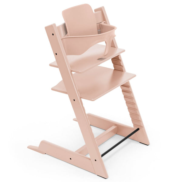 Cadeira evolutiva Stokke Tripp Trapp com Baby Set² para bebé e criança na cor serene pink