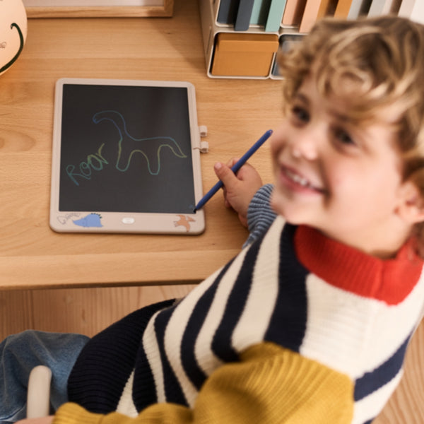 Tablet Mágico Zora de 10 polegadas com ecrã LCD reutilizável, caneta, botão para apagar e função de bloqueio para desenhos infantis.