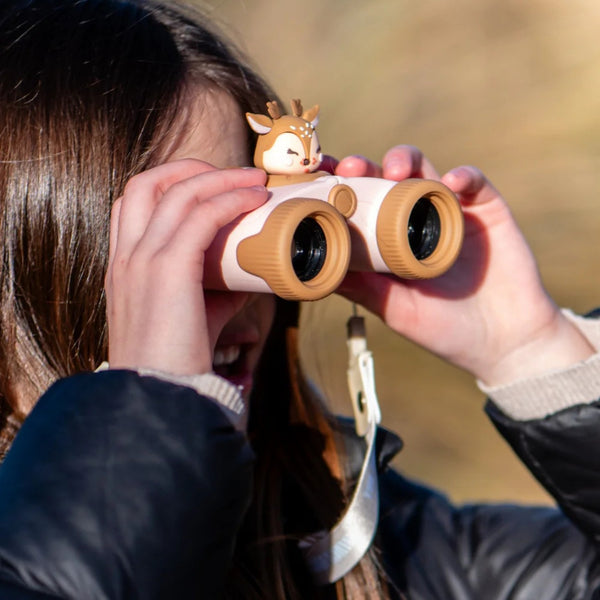 Binóculos Zoo Eyes infantis com ampliação 8x, revestimento em silicone e design divertido para exploração da natureza deer