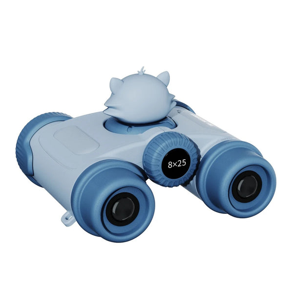 Binóculos Zoo Eyes infantis com ampliação 8x, revestimento em silicone e design divertido para exploração da natureza racoon