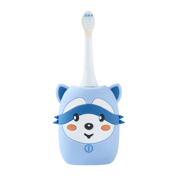 Escova de Dentes Elétrica Infantil Koala The Zoo Family, com tecnologia sónica, três modos de escovagem, temporizador inteligente e silicone sem BPA racoon