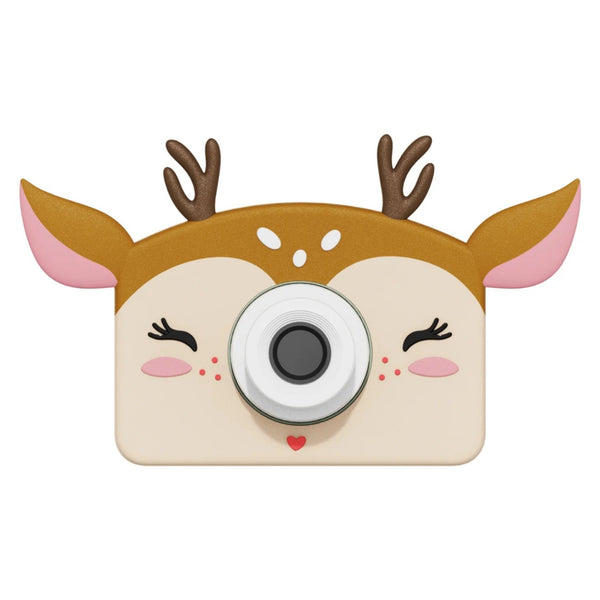 Máquina fotográfica infantil Zoofamily Friends com ecrã de 2 polegadas, capa protetora em silicone e cartão de memória de 32 GB para fotografias e vídeos deer