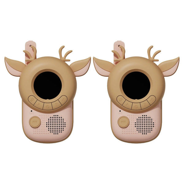 Walkie Talkie Zoo para crianças com ecrã digital, lanterna integrada e alcance até 3 km para aventuras ao ar livre deer