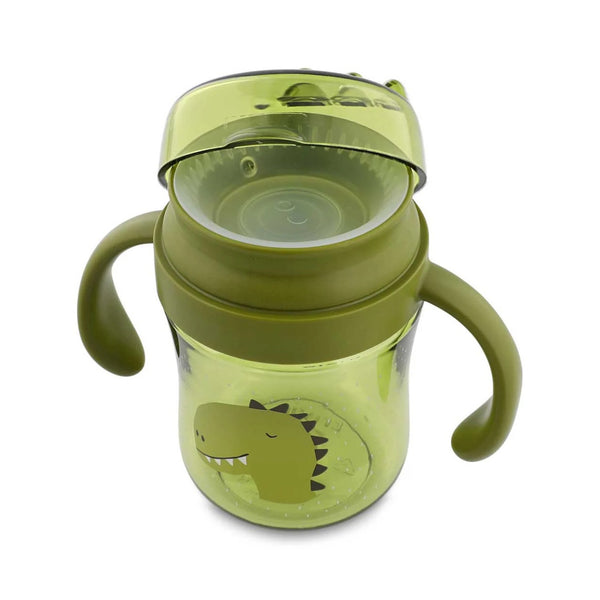 Copo 360º Trixie em Tritan para bebé, com sistema anti-derrame, resistente e fácil de segurar para aprendizagem autónoma da bebida verde mr dino