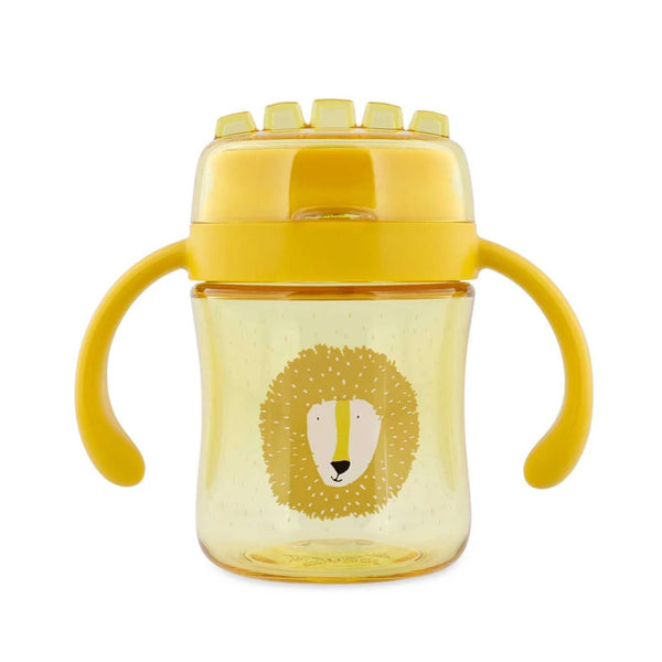 Copo 360º Trixie em Tritan para bebé, com sistema anti-derrame, resistente e fácil de segurar para aprendizagem autónoma da bebida amarelo Mr Lion