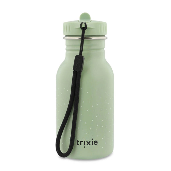 Garrafa de água infantil Trixie em aço inoxidável com tampa de abertura fácil, alça de transporte e design divertido para crianças dragão