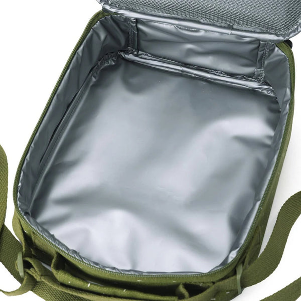 Lancheira térmica Trixie infantil com tiracolo ajustável, compartimento isotérmico e bolso frontal para snacks e acessórios mr dino