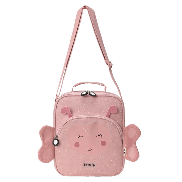 Lancheira térmica Trixie infantil com tiracolo ajustável, compartimento isotérmico e bolso frontal para snacks e acessórios mrs butterfly